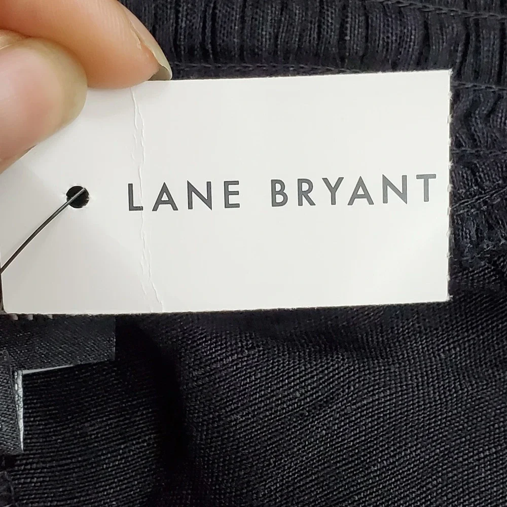 Lane Bryant Women Pants 22/24 Black Linen Wide Leg Baggy Coastal Beach NWT